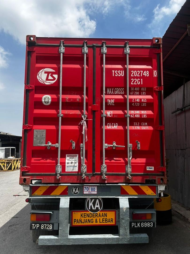 Red Shipping Container On Truck 2