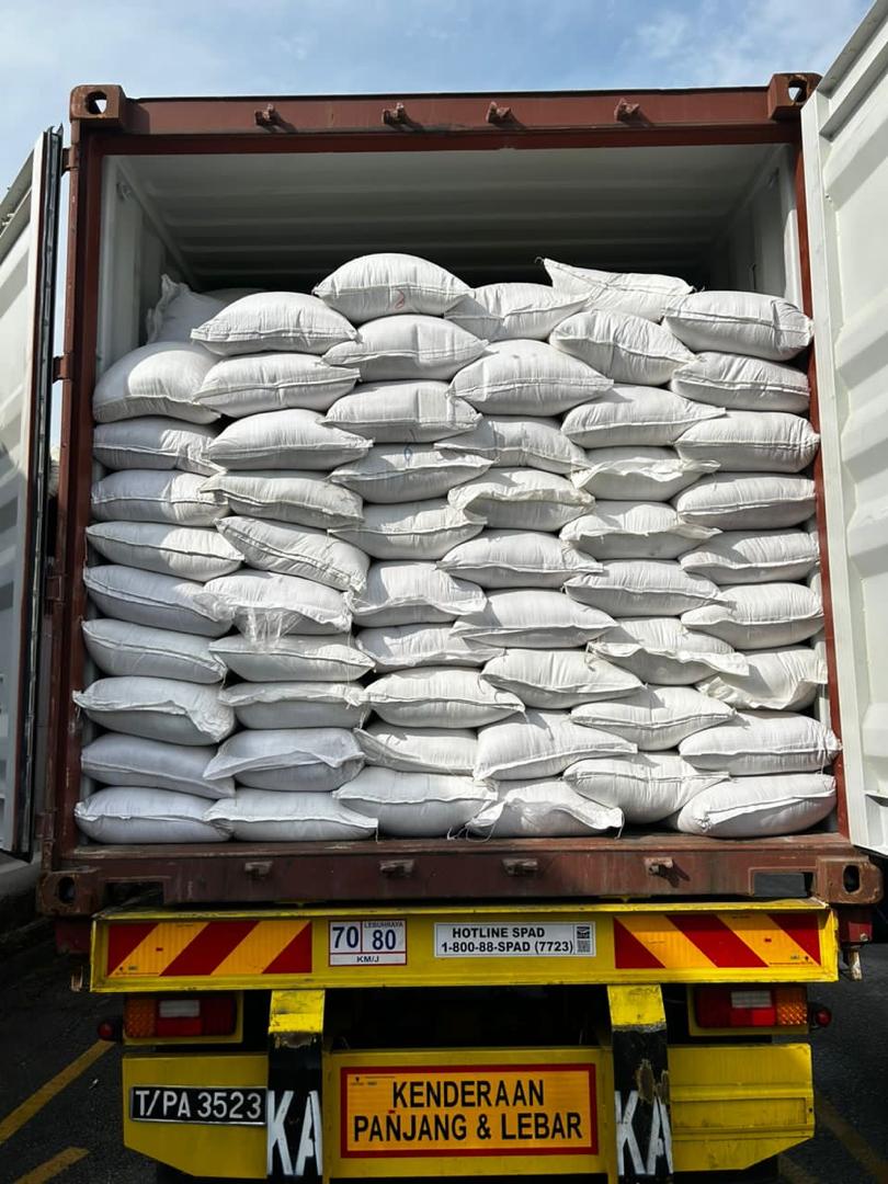 Shipping Container Full Of White Sacks 2